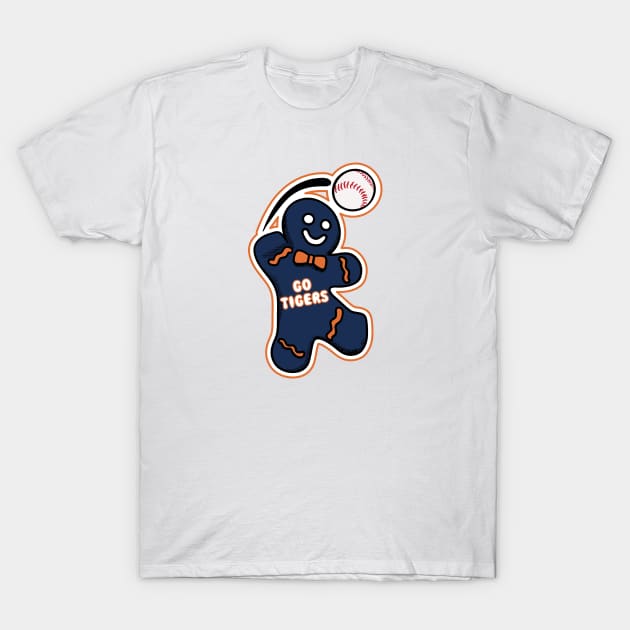 Detroit Tigers Gingerbread Man T-Shirt by Rad Love